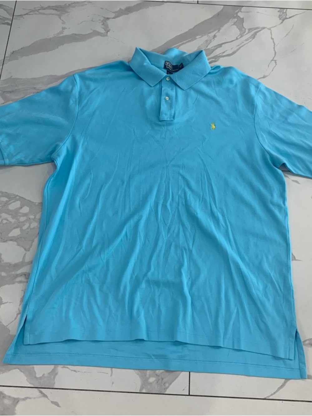 Ralph Lauren Men’s Sz 2XL Bright Aqua Polo with Yellow Pony